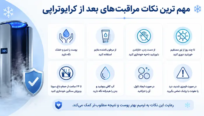 مهم ترین نکات مراقبتهای بعد از کرایوتراپی